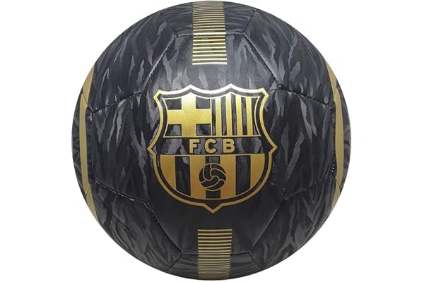 Barcelona Ballon de Football FC 20-21, Noir et Or, Taille 5