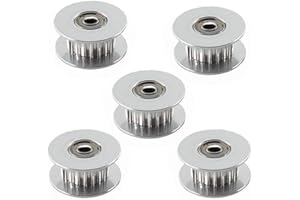 YXTAII Pack-of-5 GT2 Idler Timing Belt Pulley Synchronous Gear Aluminium Wheel for 3D Printer 20 Teeth, 3mm Bore, 6mm Width