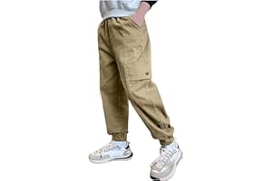 SOLU DAY8 Pantalon Cargo Ado Garçon Hiver Taille élastique 4-14 Ans Large Pantalon Ample Enfant Garcon a la Mode Pas Cher Confortable Casual Sport Jogging Streetwear Sweatpants