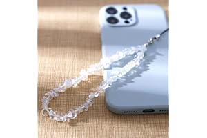 Duories Chaîne de téléphone portable en cristal naturel gradient - Dragonne universelle pour téléphone portable - Breloque pour téléphone portable - Chaîne de téléphone portable - Bijou de téléphone