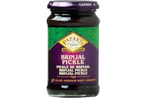 ‎PATAK'S PATAKs Medium Hot Brinjal Pickle, Leicht scharf eingelegte Auberginen, Ideal als Begleitung zu Curry, Fleisch, Käse, Poppadums & Vorspeisen, 6 x 312 g