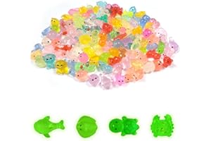 Garegce 120PCS Mini Luminous Resin Animals, 60 Styles Mixed Glow in The Dark Tiny Resin Animal Figurines, Small Plastic Miniatures for Fairy Garden Micro Landscape Aquarium, Potted Plant Decorations