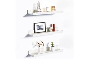 ‎UPSIMPLES upsimples 3 Stück Wandregal Weiß, Hängeregal Holz, Bilderleiste, Regal Wand für Wohnzimmer, Schlafzimmer, Kinderzimmer, Küche und Badezimmerwand (40×13cm)