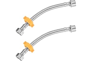 BIEMIAN 2 x Flexschlauch 1/2 Zoll, 20cm Panzerschlauch 1/2, Anschlussschlauch Armatur, Geflochtener Edelstahl Flexibler Armaturenschlauch Verlängerung, Wasserschlauch Verbindungsschlauch für Bad WC