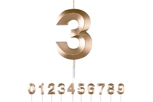‎MACLUNAR Geburtstagskerzen Zahlen 3,3D Champagner Geburtstagskerzen,Kerzen Geburtstag Zahl 3, Kuchen Topper Dekoration Kuchendeko Geburtstag, Geburtstagskerzen für Geburtstagsdeko