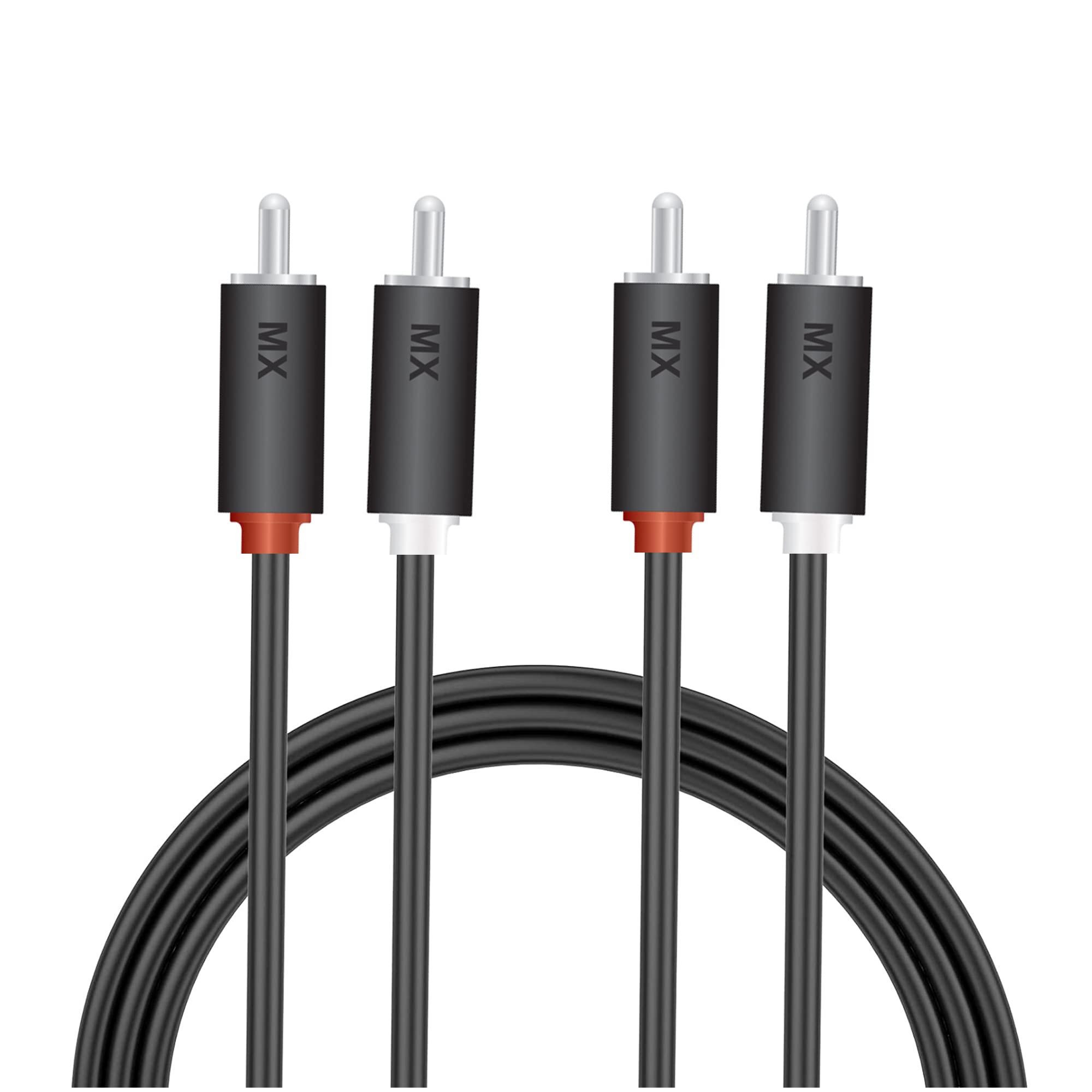 MX RCA Cable 1.5 Meter Audio video Cable 2 rca to 2 rca cable for Subwoofer, Speaker, AMP, Turntable, Receiver, Home Theater Sound Cable 2-rca male to 2-rca male male cord