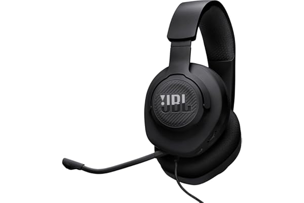 JBL Quantum 100M2 cascos circumaurales para gaming, JBL QuantumSOUND Signature, cable de audio de 3.5 mm, compatibles con múltiples plataformas, micrófono desmontable, función de silencio, negro