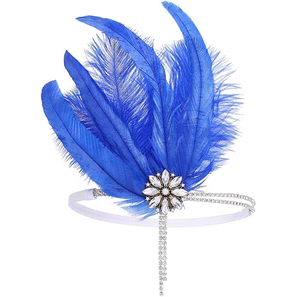Fascia Per Capelli Flapper Anni '20 Con Piume E Cristalli - Copricapo Gatsby Per Donne, Viola/Nero
