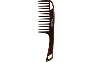Wide Tooth Hair Comb Brown Argan Oil Infused With Comfortable Handgrip Handle Detangler for Thick & Curly Medium to Long Hair By Majestik+