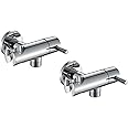 Kamal Full Brass Premium Angle Valve Modena (with Holder) | Chrome Finish | Wall-Mounted | for Use with Health Faucet, Bidet, Hand Shower - Silver (Pack of 2)