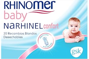Rhinomer Baby Recambios Blandos Desechables de Aspirador Nasal, Para un Mejor Ajuste a la Nariz del Bebé, Con Filtro Absorbente, 20 Unidades