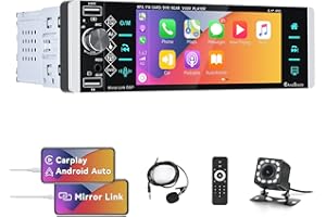 OILIEHU Single Din Touchscreen Car Stereo with Apple Carplay Android Auto, 5.1 inch Car Radio with Mirror Link Bluetooth FM AUX TF card input SWC EQ USB Fast Charging Car Multimedia Player + Backup Camera