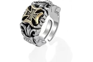 VJUYSW Bague Chevalière Templier Homme en Acier Inoxydable/Plaqué OrTaille