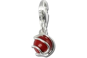 SilberDream Charm 925 Echt Silber Armband Anhänger rot Koralle Kugel FC250R Silber Charmsschmuckanhänger