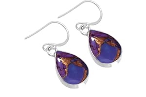 JEWELOPORIUM Boucles d'oreilles pendantes bohèmes en argent sterling 925 véritable, bijoux faits main, avec grenat, lapis-lazuli, agate et cristal, pierres précieuses naturelles, pour femmes