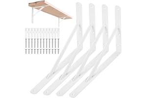 BJBJJIU 4 Pz Staffe per Mensole Pesanti Reggi Mensola da Muro, Staffa per Mensola, Staffe a Triangolari, Supporti per Scaffali, Mensole Montate a Parete Galleggianti, bianco/305X200X25X3MM