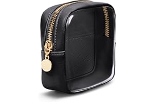 WANDERING NATURE Trousse de maquillage transparente pour sac à main, mini trousse de maquillage pour femme, petite trousse de maquillage avec poches coulissantes, cuir végétalien écologique (brevet en attente de