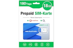 EIOTCLUB - Tarjeta SIM prepaga, 18 GB para 180 días, sin contrato, compatible con Vodafone y O2, para cámaras 4G LTE y routers