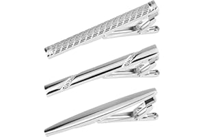 TALNITE Men's Tie Clip Bar Silver Necktie Pin Elegant Tie Bar Pinch Clips Smart Business Man Dad Boyfriend Husband Gift for Valentine Father Day Graduation Weddings Birthdays Anniversaries