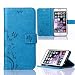 Produktbild NewTH iPhone SE Bookstyle Lederhülle Schmetterling Schutzhülle Retro Muster Brieftasche Handschlaufe Flipstyle iPhone 5S Cover Schale Ständer Etui Karten Slot Magnetverschluss iPhone 5 Case