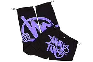 JUZINQU Minus Two Cargo Y2K Herren | 2023 Cargo Jogginghose Y2k Jeans Baggy | Hip-Hop Cargo Hosen Männer | Harajuku Denim Schwarze Print Loose Men Rock Straight Hose Mit Weitem Bein