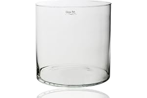 GLAS ART HANDMADE Glasvase Dekovase Klarglas Zylinder Deko-Glasbehälter Glas-Gefäß 15cm/20cm hoch Wohnzimmer (20x20 cm)