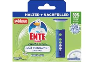 ‎WC-ENTE WC-Ente Frische-Siegel Starter-Set (inkl. 1 Nachfüller), körbchenloser WC-Reiniger, Limone Duft, 36 ml