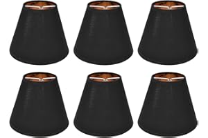 RUIRUIY Abat-Jour Clip sur Lampe, 6 PCS Tissu Abat-Jour en Tissu Clip sur Abat-Jour pour E14 Table Lustre Lampadaire Applique Murale Chambre Décor Noir/Or