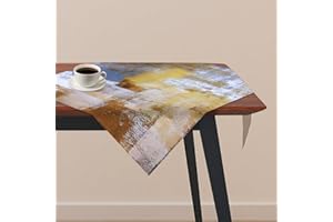 UOCAI Obrus, 73 x 73 cm, brązowy, krótki, lniany stół, dekoracja stołu, nowoczesne obrazy artystyczne, obrusy Aesthetic, dekoracja bieżnika na jesień, imprezę, wesele, święta, urodziny