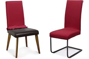 ‎BEAUTEX BEAUTEX Chair Covers Sets Elastic Stretch Cover Jersey Cotton Seat Cover for Chair – Set of 4, Colour: Bordeaux