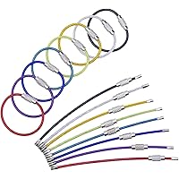Wire Keychain Cable Key Ring Stainless Steel Colorful (2 mm, 4 Inch, 16 Pack)