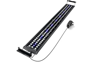 Honpal 18W 1650 lumen Luce per acquario a LED con timer, lampada per acquario con supporto regolabile, per acquario d'acqua dolce/marino da 90-120 cm