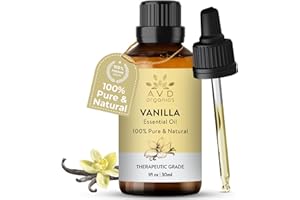 AVD ORGANICS Vanilla Essential Oil 30 ml - Premium Quality Vanilla Body Oil | for Aromatherapy Diffuser, Humidifier, Relaxation, Sleep, Perfect Gifts - 1 fl. oz