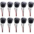 RUNCCI-YUN /10Pcs AC 6A/250V 10A/125V SPST 2 Pins 2 Position On/Off Car Boat Round Black Rocker Switch Toggle with Pre-soldered Wires for Car Truck Motorcycle Boat Marine