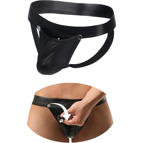 YOOJIA Herren Wetlook Strings mit Penisring Ouvert Slips Unterhose  Lackleder C-String Mnner Bikinislip Erotik Unterwsche Reizwsche Schwarz  S : Amazon.de: Drogerie & Krperpflege