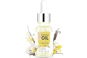 CHUCHU Huile pour cuticules pour ongles, huile de jojoba pour cuticules contient de la vitamine B et E, hydrate la peau des cuticules et des ongles, prévient les ongles et les gerces, 15 ml (vanille)