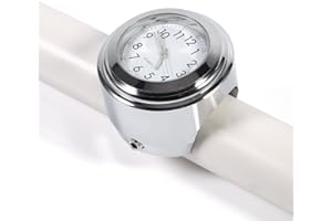 ‎TBEST Tbest Lenker Uhr,7/8 "1" Lenkerhalterung Uhr Lenkeruhr Zeitmessuhr Wasserdicht Motorraduhr Lenkeruhr Weiß für Fahrrad Motorrad