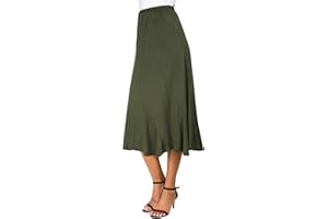 EXCHIC Donne Elegante Elastico Alta Vita Camoscio Midi Gonna Casual A-Linea Svasato Swing Gonna