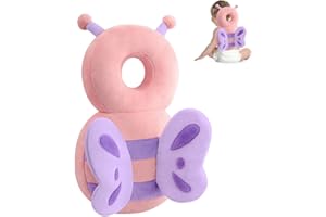 NEWVENPER Baby Kopfschutz Rucksack, Kleinkind Säugling Kopfschutz, Kleinkind Kopfschutzpolster Rucksack Elastische Tragehilfe (Rosa Schmetterling)
