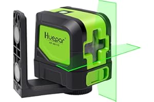 Livella Laser Verde, Huepar M-9011G Livella Laser a croce 30m, Autolivellante 110° Orizzontale/ 110° Verticale con Pendolo bloccaggio, 360° Rotante Supporto Regolabile (2 Batteria Inclusa)