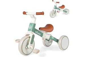 aiwo Kids Tricycle for 1-4 Year Old, 4 in 1 Toddler Balance Bike for 1 2 Year Old Boys Girls Gift, 3 Wheel Kids Trike Ride On Toy with Removable Pedal