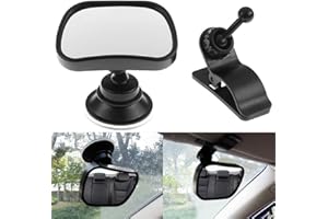 Porfeet Car Rearview Mirror, Universal Car Vehicle Wide Angle Auto Baby Seat Rear View Auxiliary Mirrors Black
