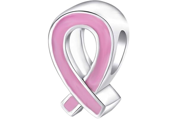 925 sterling silver band berlock med rosa emalj bröstcancer medvetenhet berlock för Pandora berlockarmband