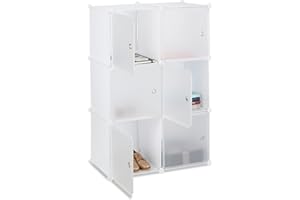 ‎RELAXDAYS Relaxdays, weiß Regalsystem mit 6 Türen, DIY, Cubes, Grifföffnungen, Raumteiler, Badregal, Kunststoff, HBT: 105x70x35 cm, Stahl, Standard