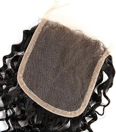 Human Hair Lace Closure Kinky Curly Brazilian Virgin Hair Closure 4*4 Inch Free Part (1Piece, 8 Inch)