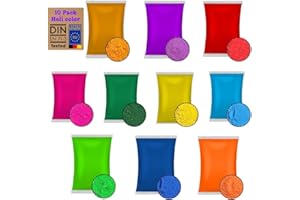 SOLNIT (Mix 10_100gm) Holi-Gulal Poudre soluble dans l'eau Séance photo naturelle Festival Couleurs Rangoli Poudre Arc-en-ciel Ensemble coloré Animaux, Baby Shower, Mariage, Camps d'été