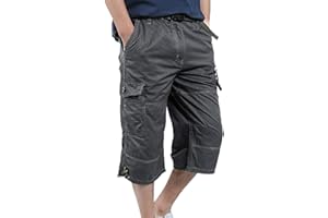 YAOBAOLE Shorts Cargo Homme 3/4 en Coton Léger Été Shorts de Travail Court avec Multi-Poches Taille Elastique