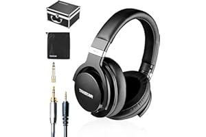 Takstar Pro82 On-Ear Wired Studio Monitor Headphones, 3 Levels of Bass Adjustment Hifi Stereo Dynamic Noise Cancelling Headphone, 10Hz-20kHz Frequency Response for Studio Recording Monitoring Music