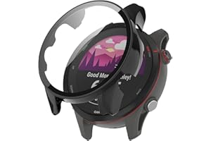 SeNool Funda Compatible con Garmin Forerunner 255, Carcasa Protectora con Cristal Templado Protector de Pantalla, [Dureza 9H] Protección Carcasa para Garmin Forerunner 255 - Negro