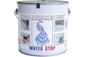 NICOLA VERNICI Water Stop - Membrana Impermeabilizzante Liquida, Pronto all' Uso, UV Resistente, Made in Italy, a Base di Acqua - Formato 2.5 lt, Grigio